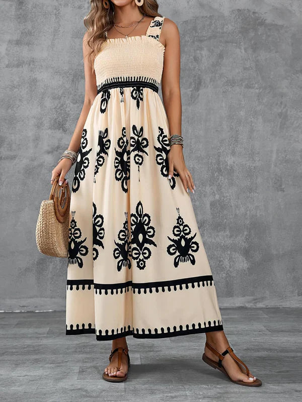 Martina | Robe maxi avec imprimé artistique et taille élastique